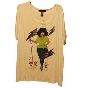 Ashley Stewart T shirt Women's 26/68 White Short Sleeve NWT